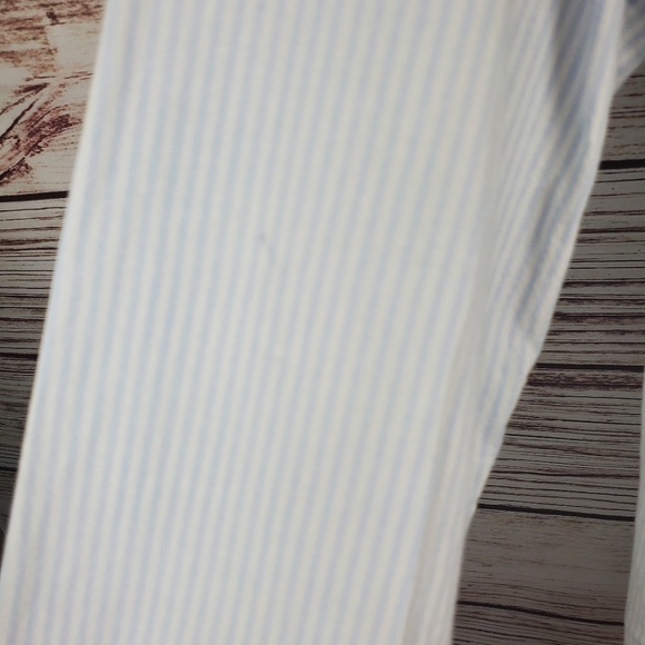 John Mark Womens Large Blue/White Stripe Portrait Collar Button Down Shirt Top - Picture 10 of 10